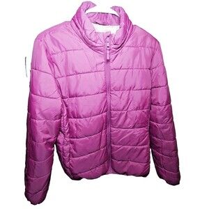 Lightweight Pink Nylon Puffer Jacket ** L WOMEN